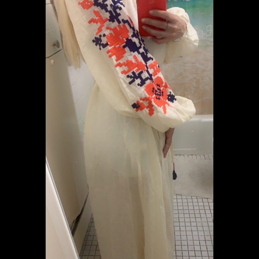March 11 linen embroidered maxi dress
